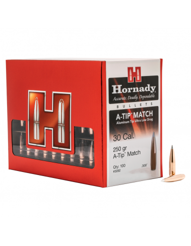 HORNADY BULLETS A-TIP MATCH 308" 250GR 100PZ. HORNADY BULLETS A-TIP MATCH 308" 250GR 100PZ.