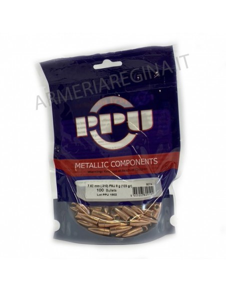 PRVI PARTIZAN PALLE FMJ 7,62MM (.310) 123GR 100PZ.