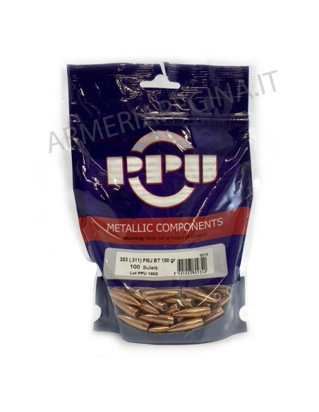 PRVI PARTIZAN PALLE FMJ BT 303 (.311) BRITISH 150GR 100PZ.
