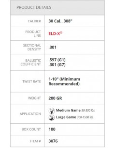 HORNADY PALLE ELD-X 308" 200GR 100PZ 2