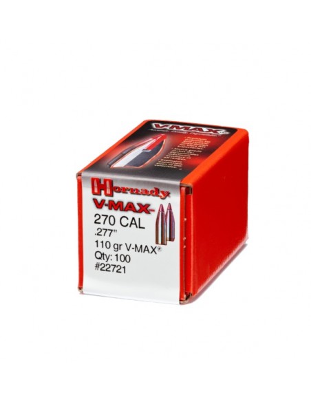 HORNADY BULLETS V-MAX W/C 277" 110GR 100PZ. HORNADY BULLETS V-MAX W/C 277" 110GR 100PZ.