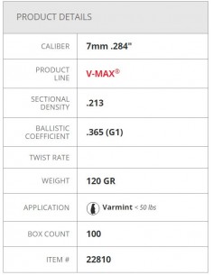 HORNADY PALLE V-MAX 284" 120GR 100PZ. 2