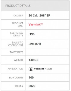 HORNADY BULLETS SP 308" 130GR 100PZ. 2