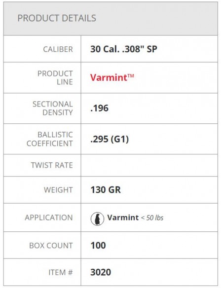 HORNADY BULLETS SP 308" 130GR 100PZ. HORNADY BULLETS SP 308" 130GR 100PZ.