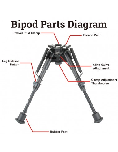 Carbon Fiber 6-9" Swivel Spring Bipod Carbon Fiber 6-9" Swivel Spring Bipod