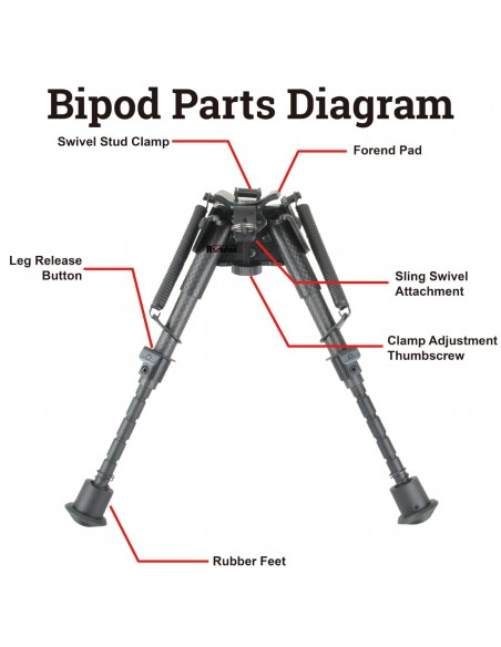 Carbon Fiber 6-9" Swivel Spring Bipod Carbon Fiber 6-9" Swivel Spring Bipod