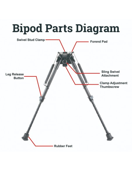 Carbon Fiber 9-13.5" Swivel Spring Bipod Carbon Fiber 9-13.5" Swivel Spring Bipod