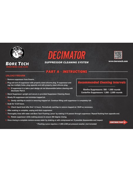 BORE TECH DECIMATOR SUPPRESSOR CLEANER A-B SET 16 OZ. BORE TECH DECIMATOR SUPPRESSOR CLEANER A-B SET 16 OZ.