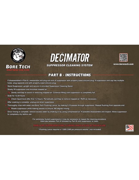 BORE TECH DECIMATOR SUPPRESSOR CLEANER A-B SET 16 OZ. BORE TECH DECIMATOR SUPPRESSOR CLEANER A-B SET 16 OZ.