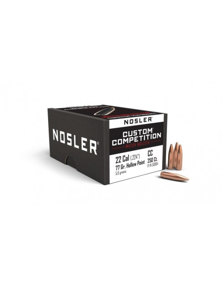 NOSLER PALLE 224" 77GR HPBT CUSTOM COMPETITION 250PZ.