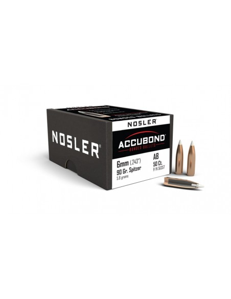 NOSLER PALLE 243" 90GR ACCUBOND SP 50PZ. NOSLER PALLE 243" 90GR ACCUBOND SP 50PZ.