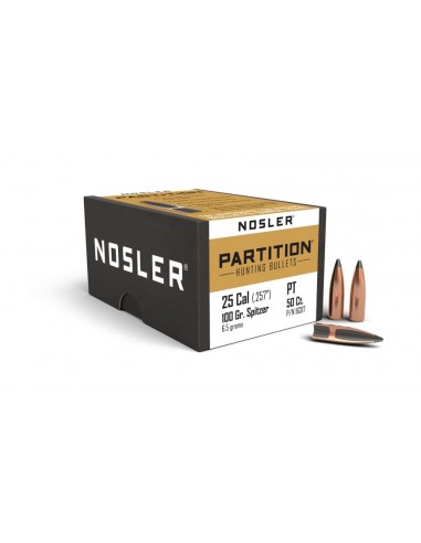 NOSLER PALLE 257" 100GR PARTITION SPITZER 50PZ. NOSLER PALLE 257" 100GR PARTITION SPITZER 50PZ.