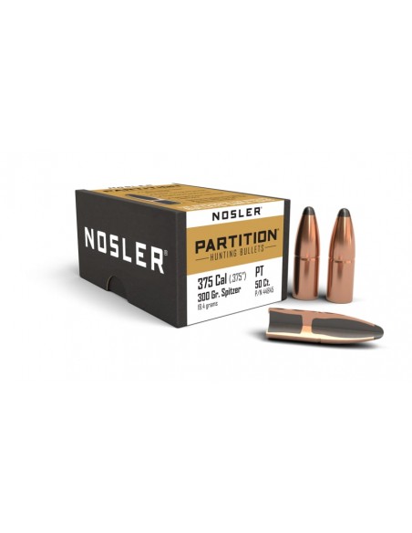 NOSLER BULLETS 375" 300GR PARTITION SPITZER 50PCS.