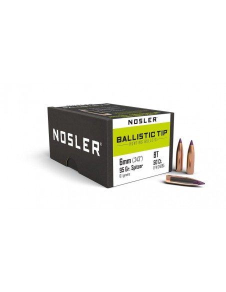 NOSLER BULLETS 243" 95GR BALLISTIC TIP SP 50PCS.