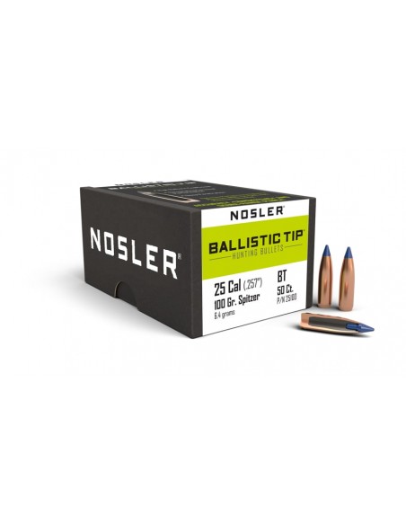 NOSLER BULLETS 257" 100GR BALLISTIC TIP SP 50PCS. NOSLER BULLETS 257" 100GR BALLISTIC TIP SP 50PCS.