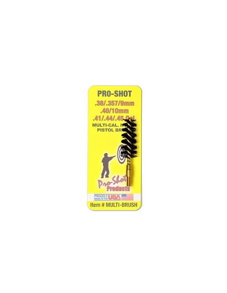 PRO SHOT PISTOL LENGTH NYLON BRISTLE BORE BRUSH MULTI-CAL PRO SHOT PISTOL LENGTH NYLON BRISTLE BORE BRUSH MULTI-CAL