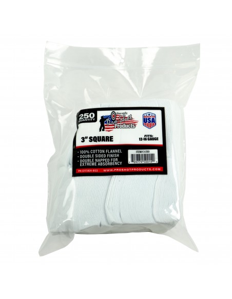 PRO SHOT 3" SQUARE COTTON PATCHES 12 - 16 GA