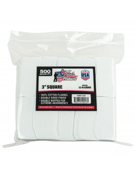 PRO SHOT 3" SQUARE COTTON PATCHES 12 - 16 GA