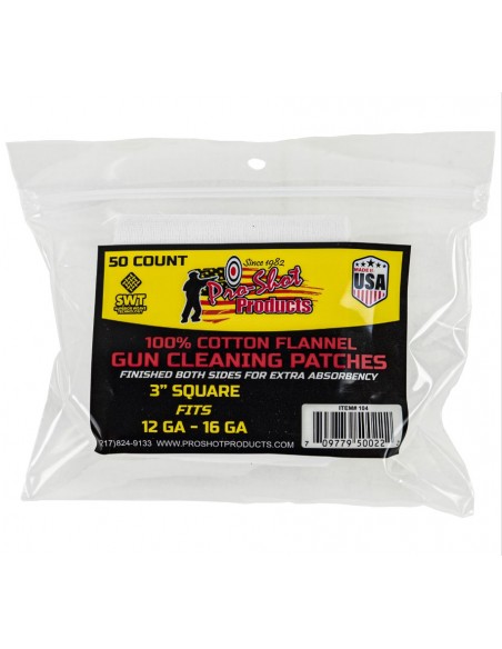 PRO SHOT 3" SQUARE COTTON PATCHES 12 - 16 GA