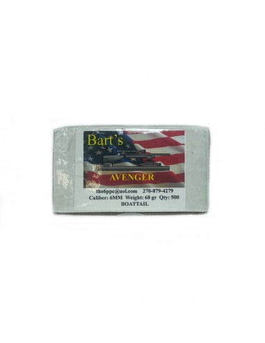 BART'S BULLETS CAL. 6MM AVENGER BOAT TAIL 68GR 500PCS.