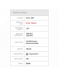 HORNADY PALLE A-TIP MATCH 7MM 190GR 100PZ. 2