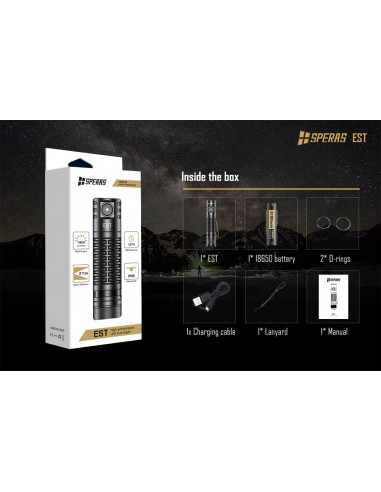 SPERAS TORCIA EST 211M 1900LM TATTICA RICARICABILE USB-C SPERAS TORCIA EST 211M 1900LM TATTICA RICARICABILE USB-C
