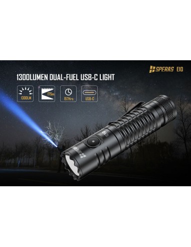 SPERAS TORCIA E10 175M 1300LM OUTDOOR CAMPING EDC USB-C SPERAS TORCIA E10 175M 1300LM OUTDOOR CAMPING EDC USB-C