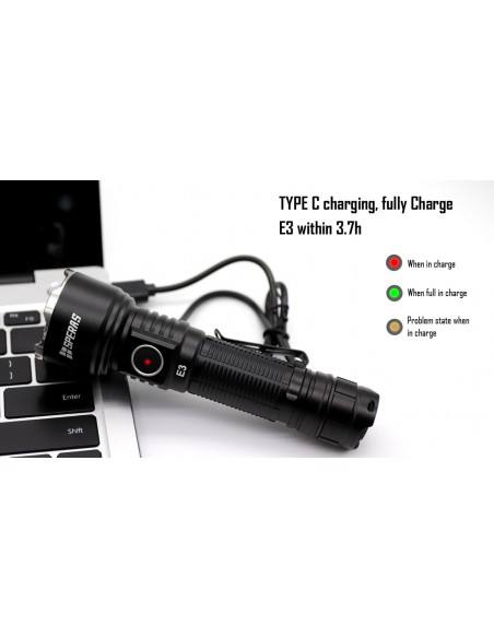 SPERAS FLASHLIGHT E3 350M 1300LM TACTICAL OUTDOOR USB-C SPERAS FLASHLIGHT E3 350M 1300LM TACTICAL OUTDOOR USB-C