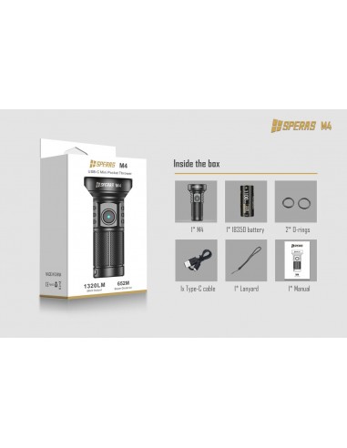 SPERAS FLASHLIGHT M4 MINI 652M 1320LM USB-C SPERAS FLASHLIGHT M4 MINI 652M 1320LM USB-C