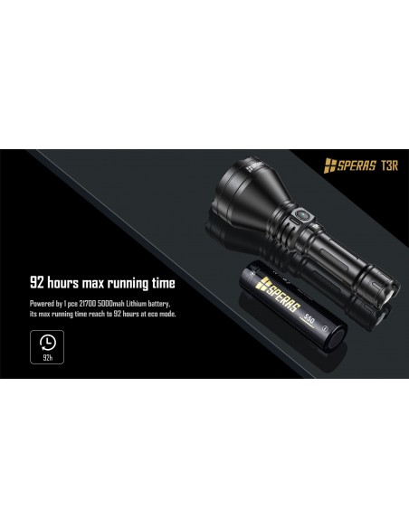 SPERAS TORCIA T3R 1095M 1600LM LONG RANGE COMPATTA E RICARICABILE SPERAS TORCIA T3R 1095M 1600LM LONG RANGE COMPATTA E RICARICABILE