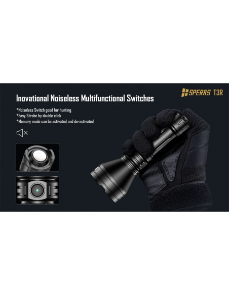 SPERAS FLASHLIGHT T3R 1095M 1600LM LONG RANGE COMPACT & RECHARGEABLE SPERAS FLASHLIGHT T3R 1095M 1600LM LONG RANGE COMPACT & RECHARGEABLE
