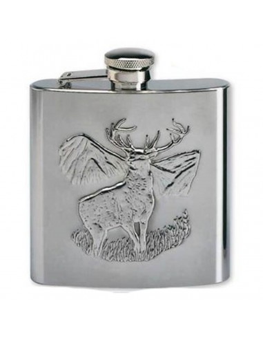 6 OZ CHROME FLASK WITH MOUNTAIN RELIEF