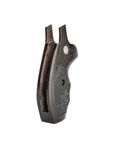 S&W N ROUND COMBAT SUPER ROSEWOOD CHECKERED ENGRAVED WITH SILVER MEDALLIONS 2
