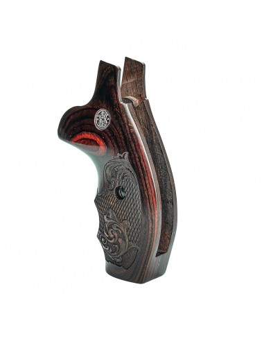 S&W N ROUND COMBAT SUPER ROSEWOOD CHECKERED ENGRAVED WITH SILVER MEDALLIONS S&W N ROUND COMBAT SUPER ROSEWOOD CHECKERED ENGRAVED WITH SILVER MEDALLIONS