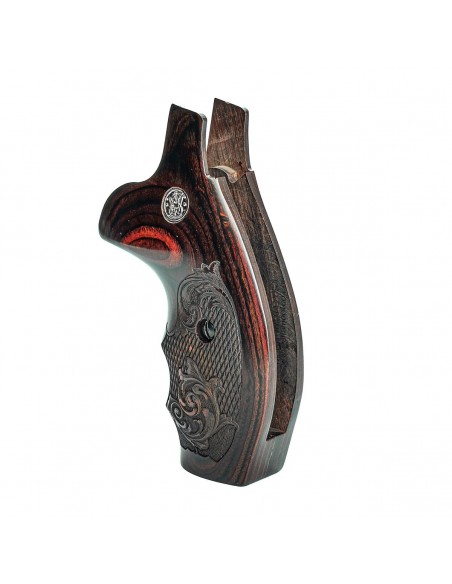 S&W N ROUND COMBAT SUPER ROSEWOOD CHECKERED ENGRAVED WITH SILVER MEDALLIONS S&W N ROUND COMBAT SUPER ROSEWOOD CHECKERED ENGRAVED WITH SILVER MEDALLIONS