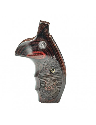 S&W N ROUND COMBAT SUPER ROSEWOOD CHECKERED ENGRAVED WITH SILVER MEDALLIONS S&W N ROUND COMBAT SUPER ROSEWOOD CHECKERED ENGRAVED WITH SILVER MEDALLIONS