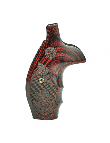 S&W N ROUND COMBAT SUPER ROSEWOOD CHECKERED ENGRAVED WITH LASER LOGO
