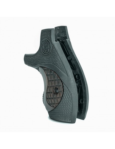 S&W J ROUND FALCONIA BLACK GRIP WITH SUPER ROSEWOOD CROCBACK INSERT S&W J ROUND FALCONIA BLACK GRIP WITH SUPER ROSEWOOD CROCBACK INSERT