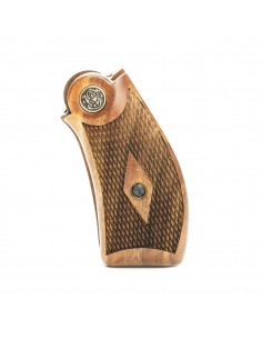 S&W N ROUND LEGACY WALNUT CHECKERED WITH BRONZE MEDALLIONS 2