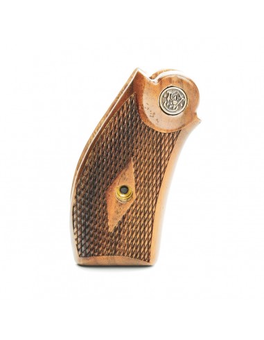 S&W N ROUND LEGACY WALNUT CHECKERED WITH BRONZE MEDALLIONS