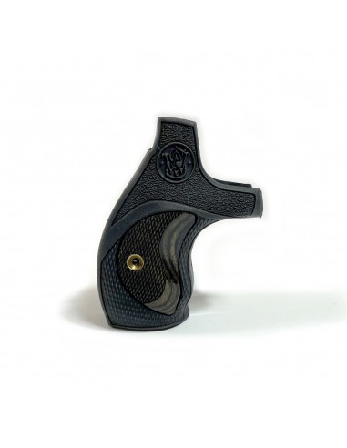 S&W J ROUND FALCONIA BLACK GRIP WITH SILVERBLACK CHECKERED INSERT