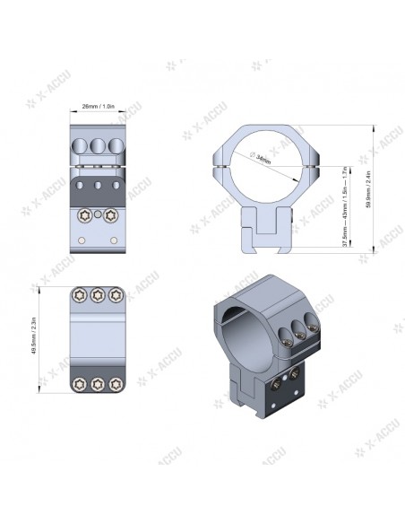 VECTOR OPTICS RINGE X-ACCU 34MM DOVETAIL EINSTELLBAR VECTOR OPTICS RINGE X-ACCU 34MM DOVETAIL EINSTELLBAR
