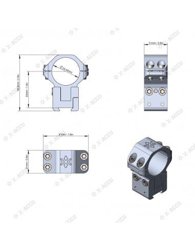 VECTOR OPTICS RINGS X-ACCU 25,4MM/1" DOVETAIL ADJUSTABLE VECTOR OPTICS RINGS X-ACCU 25,4MM/1" DOVETAIL ADJUSTABLE