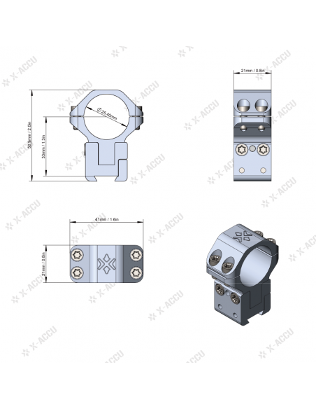 VECTOR OPTICS RINGS X-ACCU 25,4MM/1" DOVETAIL ADJUSTABLE VECTOR OPTICS RINGS X-ACCU 25,4MM/1" DOVETAIL ADJUSTABLE