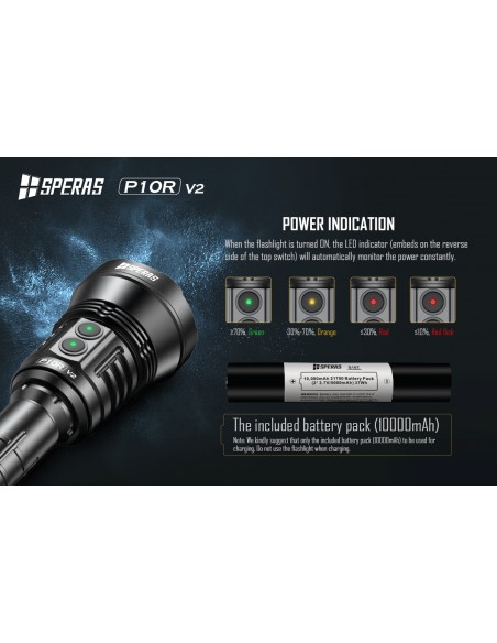 SPERAS TORCIA RICARICABILE P10R V2 10000LM SPERAS TORCIA RICARICABILE P10R V2 10000LM
