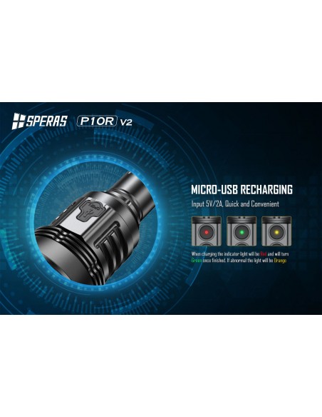 SPERAS TORCIA RICARICABILE P10R V2 10000LM SPERAS TORCIA RICARICABILE P10R V2 10000LM