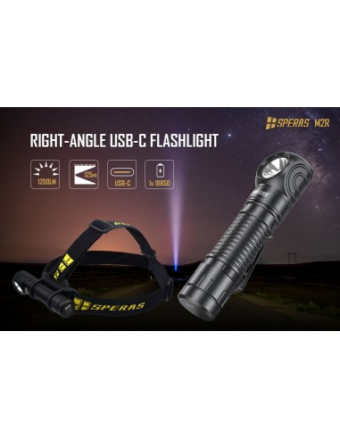 SPERAS RECHARGEABLE FLASHLIGHT M2R RIGHT-ANGLE 1200LM SPERAS RECHARGEABLE FLASHLIGHT M2R RIGHT-ANGLE 1200LM