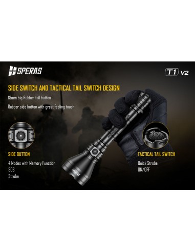 SPERAS TORCIA TATTICA RICARICABILE T1K V2 LONG RANGE 1400LM KIT SPERAS TORCIA TATTICA RICARICABILE T1K V2 LONG RANGE 1400LM KIT