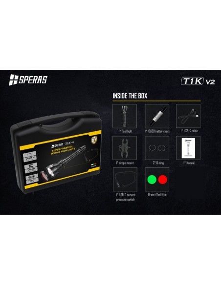SPERAS TORCIA TATTICA RICARICABILE T1K V2 LONG RANGE 1400LM KIT SPERAS TORCIA TATTICA RICARICABILE T1K V2 LONG RANGE 1400LM KIT