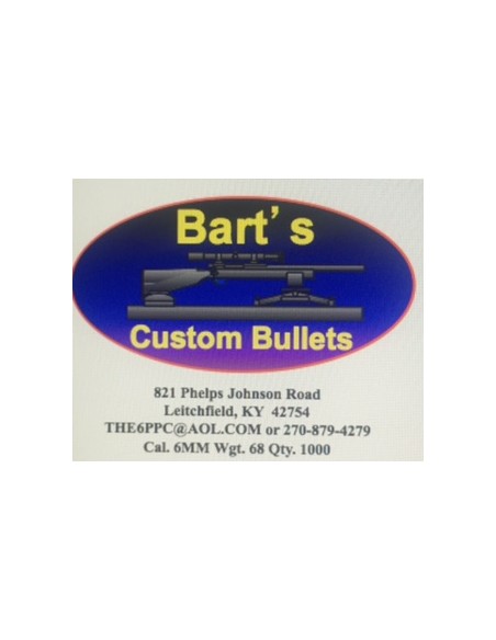 BART'S PALLE CAL. 6MM ORIGINAL FLAT BASE 68GR 500PZ. BART'S PALLE CAL. 6MM ORIGINAL FLAT BASE 68GR 500PZ.